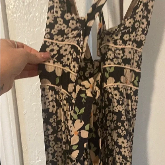 Free People Black and Cream Floral Backless Gown - Picture 4 of 6